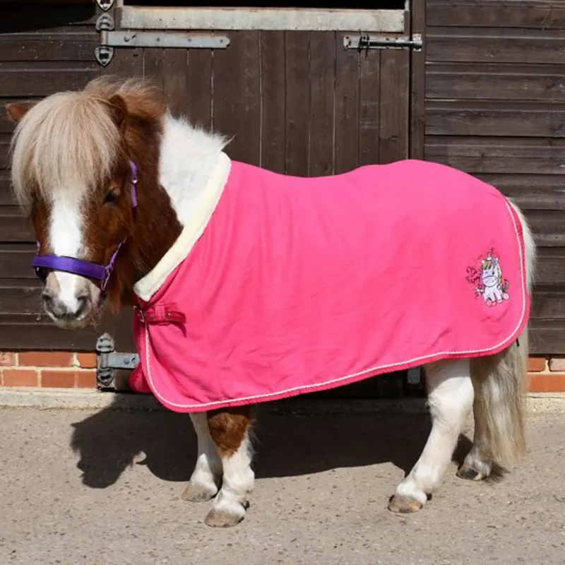 Rhinegold Unicorn Embroidered Fleece Pony Sheet - Pink