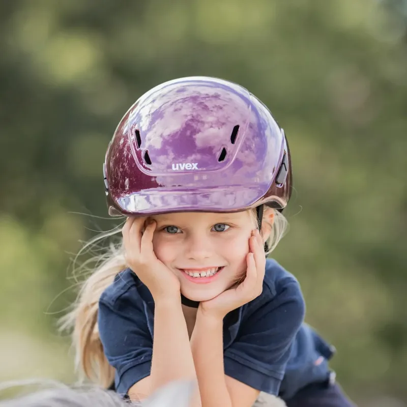 Uvex Kidoxx Shiny Riding Helmet - Burgundy-4