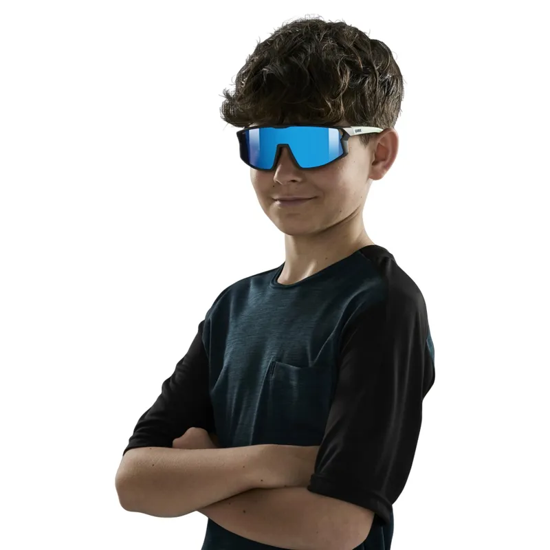 Uvex Skyryse Junior Sunglasses - Matte Blue/Mirror Green-2