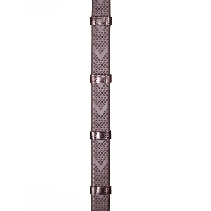 Henry James V-Grip Hybrid Rubber Reins with Stoppers - Havana Brown