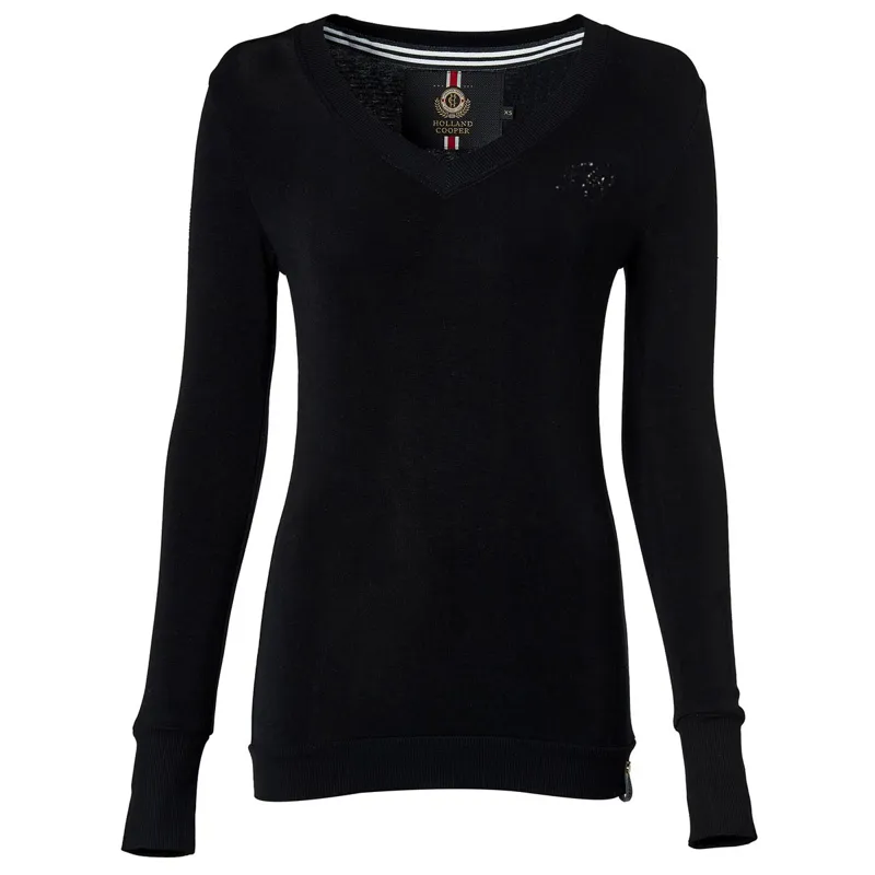 Holland Cooper Soft Touch V-Neck Women's Show Sweater - Black-1