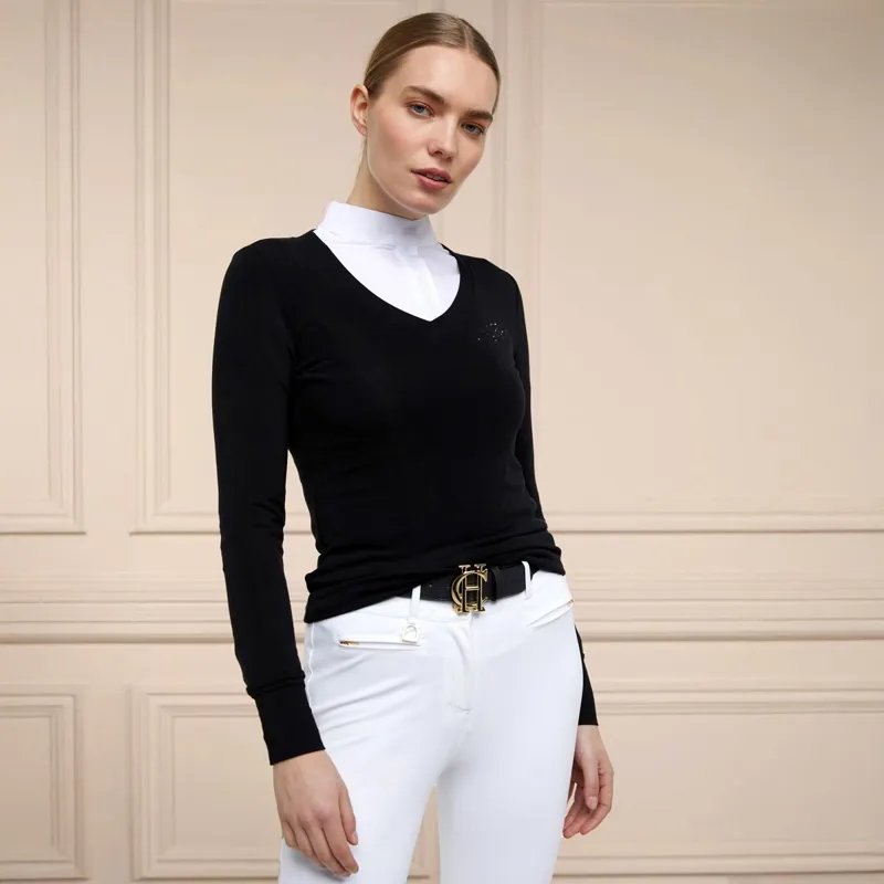 Holland Cooper Soft Touch V-Neck Women's Show Sweater - Black-6