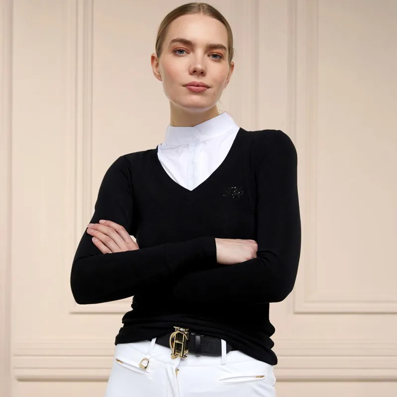 Holland Cooper Soft Touch V-Neck Women's Show Sweater - Black