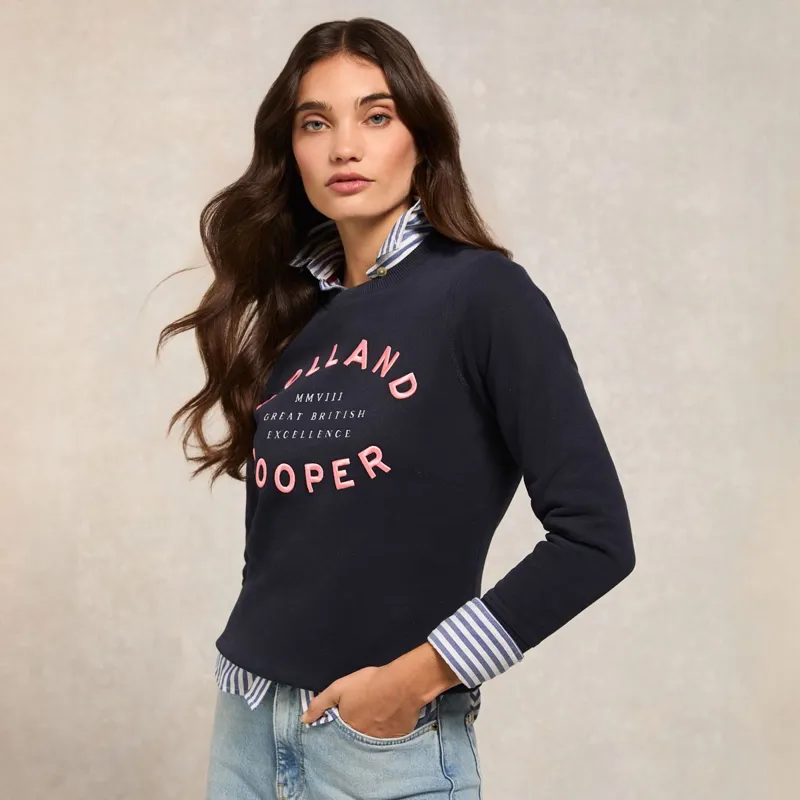 Holland Cooper Varsity Ladies Crew Pullover - Ink Navy-7