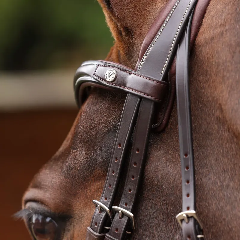 Velociti Lusso Opus 180M Dressage Cavesson Bridle - Havana-4
