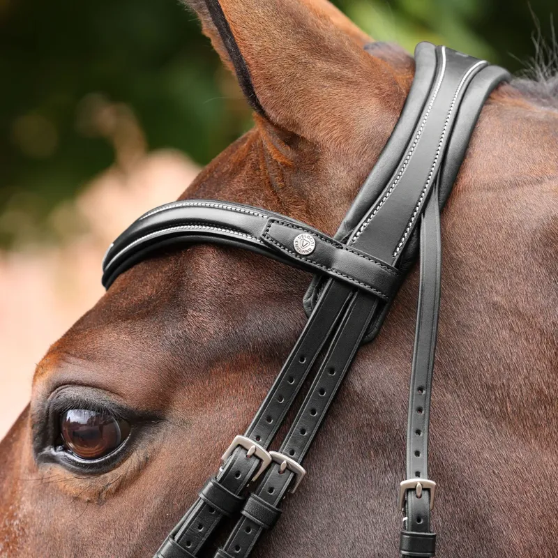 Velociti Lusso Opus 180M Dressage Flash Bridle - Black-4