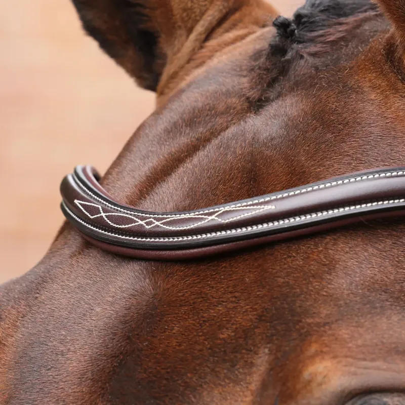 Velociti Lusso Opus 180M Dressage Flash Bridle - Havana-5