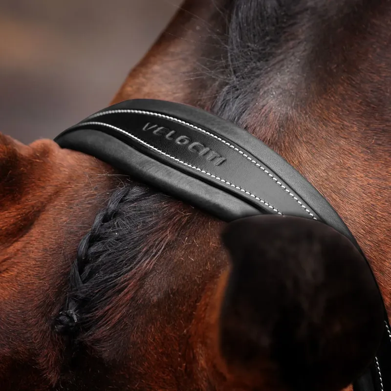 Velociti Lusso Opus 180M Ergonomic Dressage Flash Bridle - Black-1