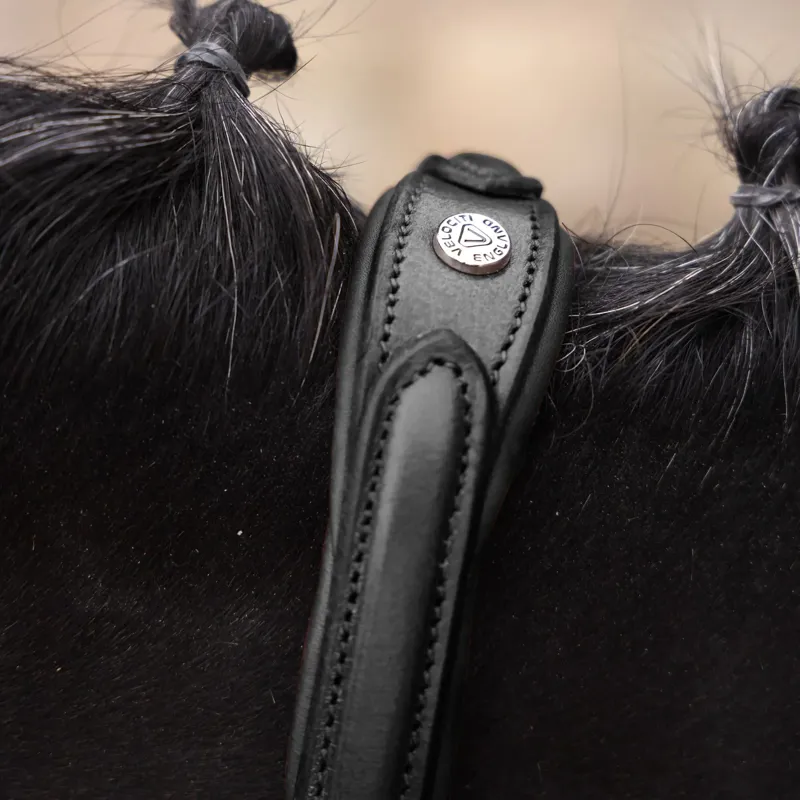 Velociti Lusso Opus 180M Ergonomic Dressage Flash Bridle - Black-7