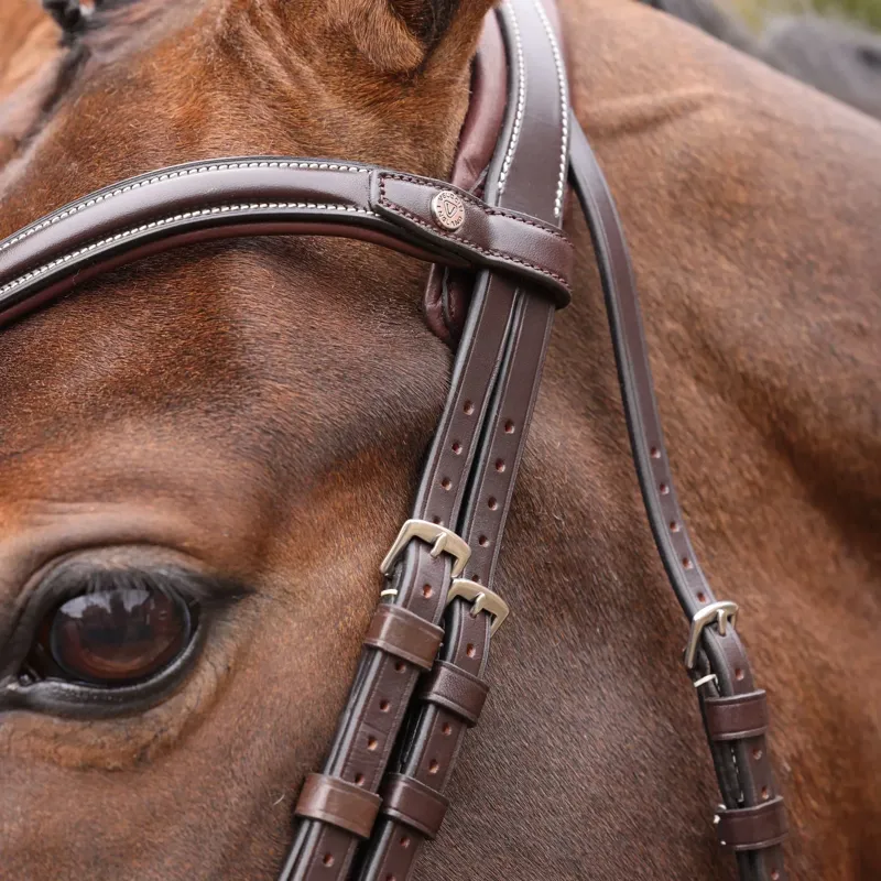 Velociti LUSSO Opus 180M Ergonomic Dressage Flash Bridle - Havana-8
