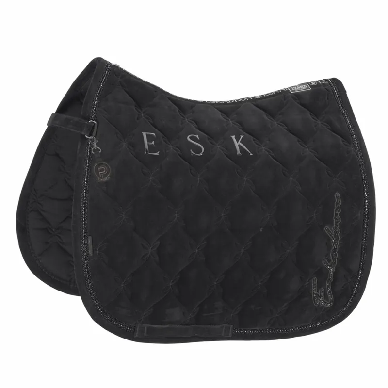 Eskadron Platinum Velours Crystal Dressage Saddle Pad - Black