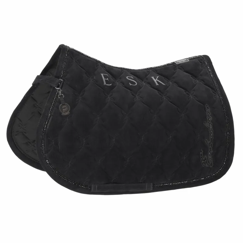 Eskadron Platinum Velours Crystal Saddle Pad - Black