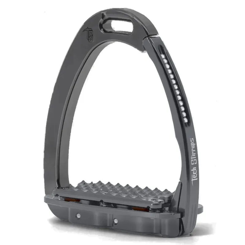 Tech Venice Swarovski Dressage Plus Stirrups - Silver/Titanium/Crystal