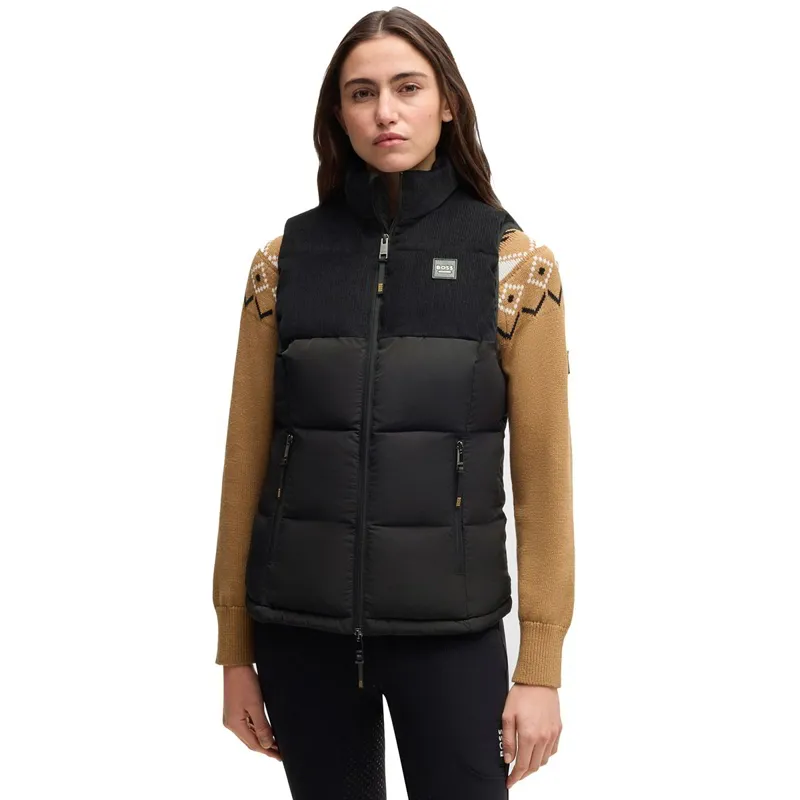 BOSS Equestrian Viola Cord Womens Puffer Vest - Black