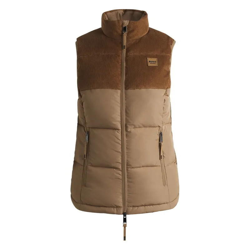BOSS Equestrian Viola Cord Womens Puffer Vest - Camel-6