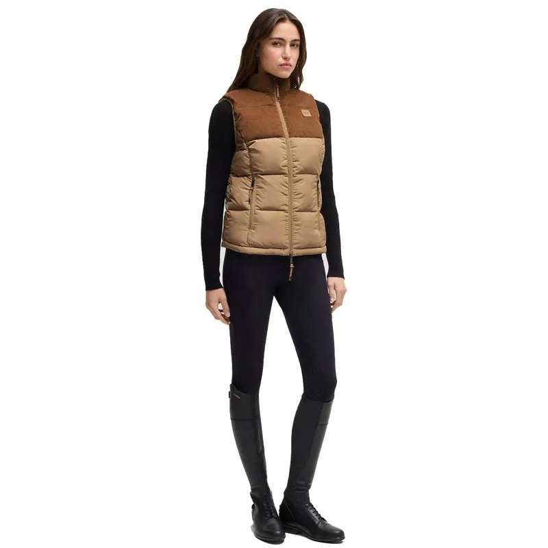 BOSS Equestrian Viola Cord Womens Puffer Vest - Camel-5