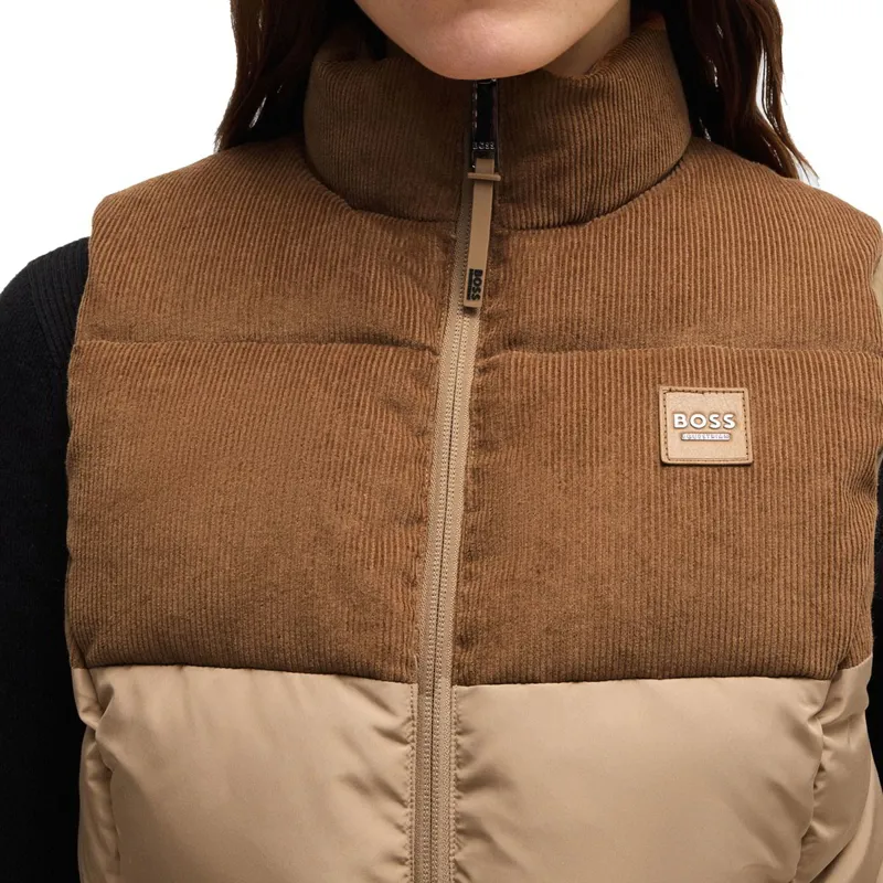 BOSS Equestrian Viola Cord Womens Puffer Vest - Camel-4