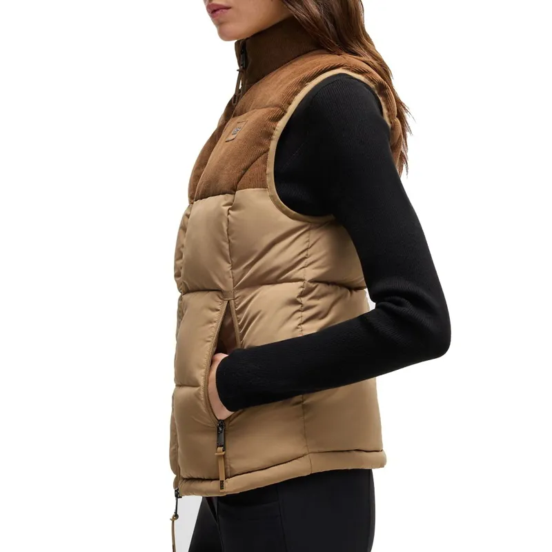 BOSS Equestrian Viola Cord Womens Puffer Vest - Camel-3