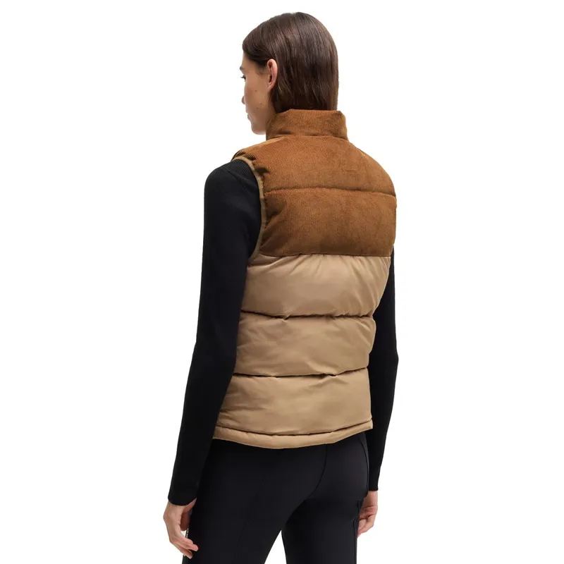 BOSS Equestrian Viola Cord Womens Puffer Vest - Camel-2