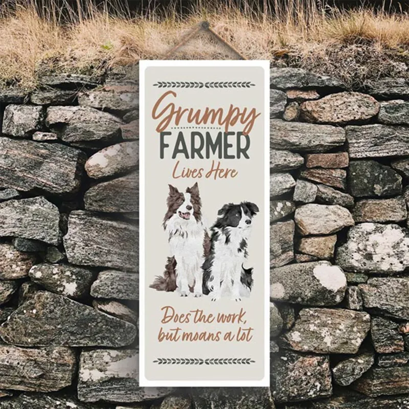 Vivid Squid Long Hanging Rectangle Plaque - Grumpy Farmer Lives Here