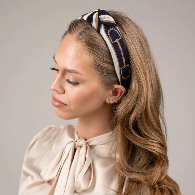 Waring Brooke Snaffle Headband - Navy/Tan/White