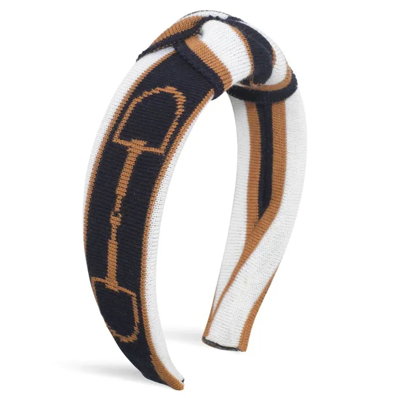 Waring Brooke Snaffle Headband - Navy/Tan/White-1