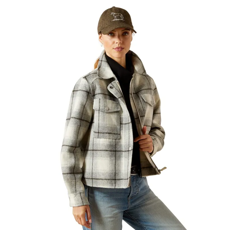 Ariat Warrington Women's Wool-Blend Jacket - Grey Plaid-3