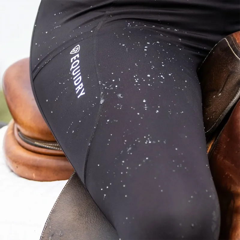 EQUIDRY Water Repellent Knee Grip Women's Riding Leggings - Black/White-4
