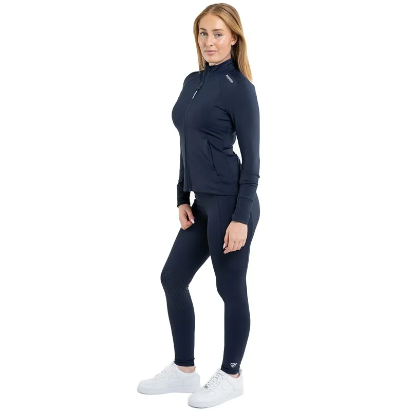 EQUIDRY Water Repellent Knee Grip Women's Riding Leggings - Navy/White-4