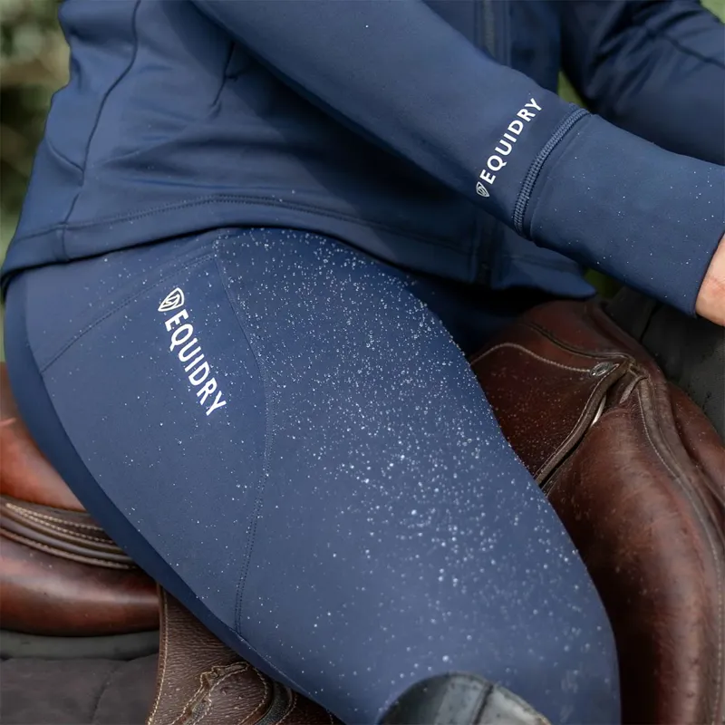EQUIDRY Water Repellent Knee Grip Women's Riding Leggings - Navy/White-3