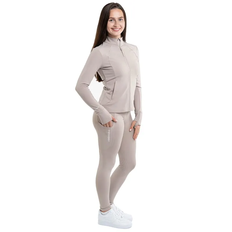 EQUIDRY Water Repellent Knee Grip Womens Riding Tights - Sand/White-5