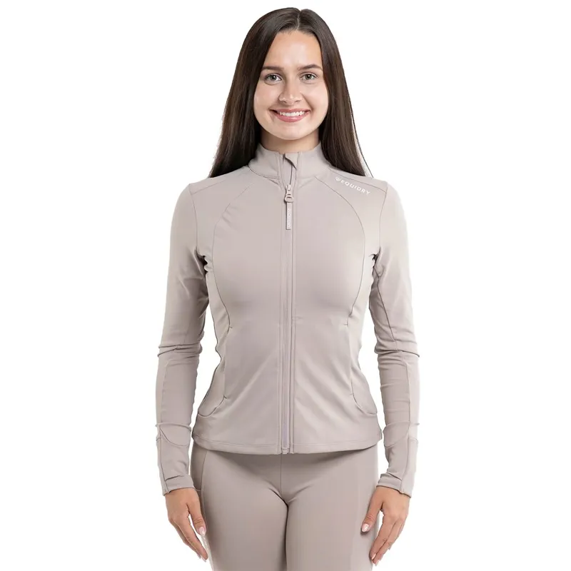 EQUIDRY Water Repellent Women's Zip-Up Top - Sand/White-5
