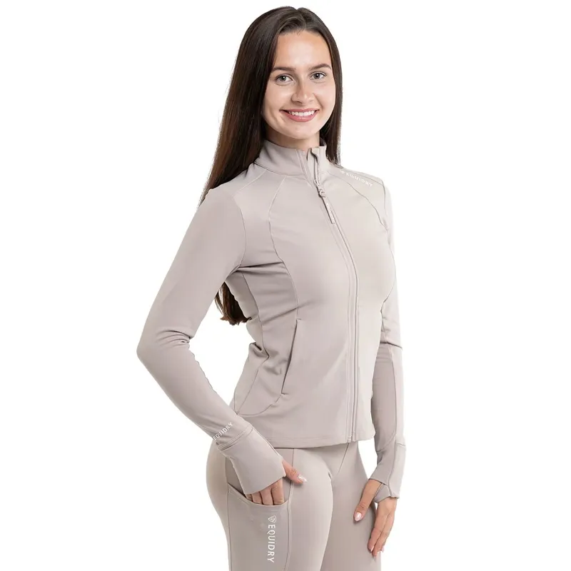 EQUIDRY Water Repellent Women's Zip-Up Top - Sand/White-1