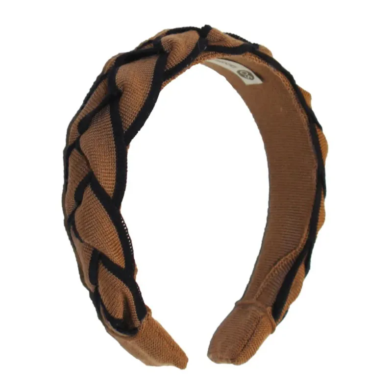 Waring Brooke Classic Signature Braid Headband - Tan/Navy
