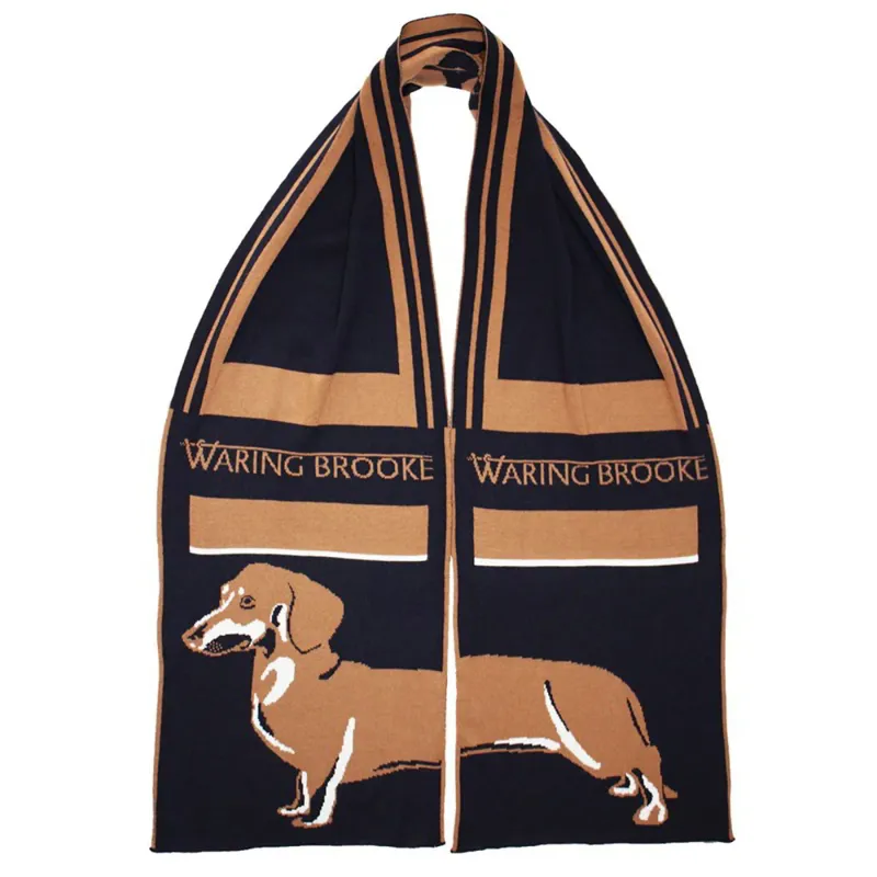 Waring Brooke Signature Heads and Tails Scarf - Navy/Tan