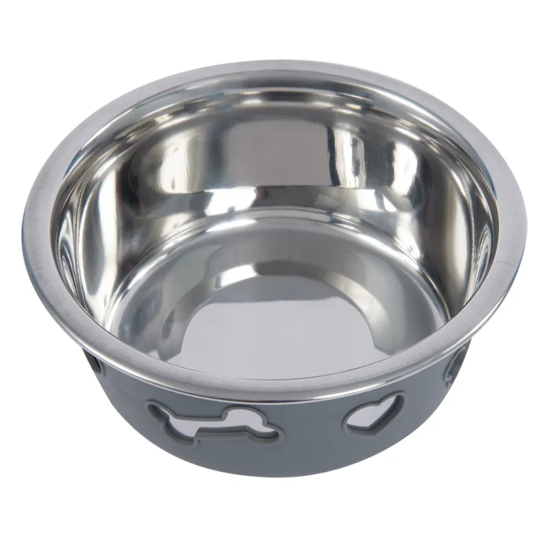 WeatherBeeta Non-Slip Silicone Bone Dog Bowl - Dark Grey