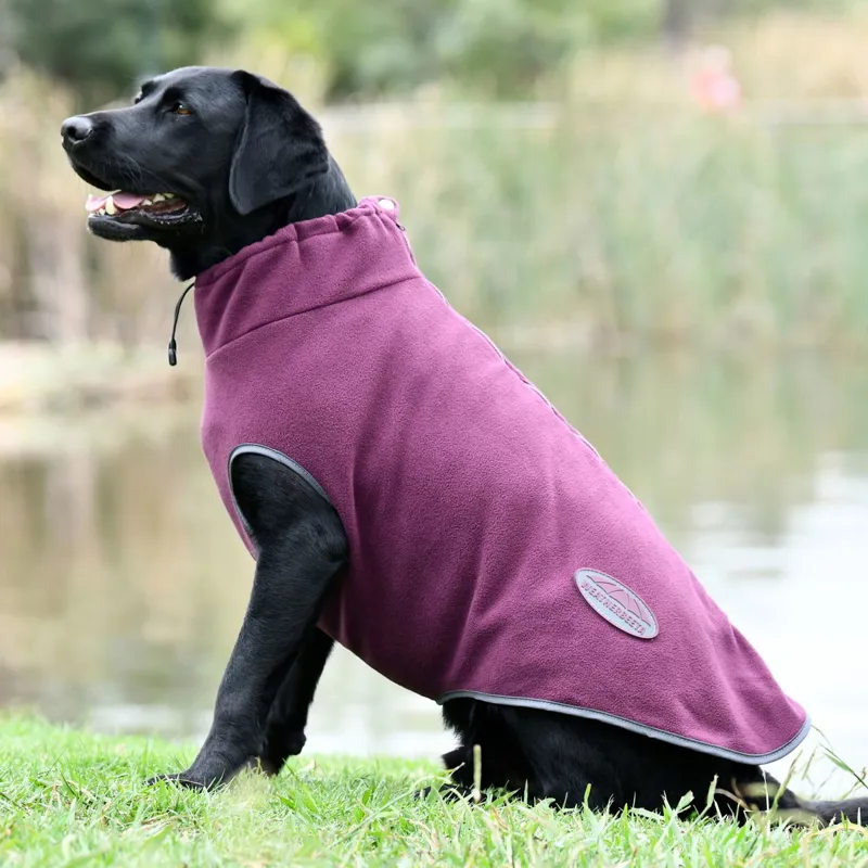 WeatherBeeta ComFiTec Fleece Zip Dog Coat - Maroon/Gray-2