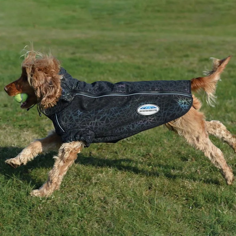 WeatherBeeta ComFiTec Reflective Print Active Dog Coat - Black/Rainbow