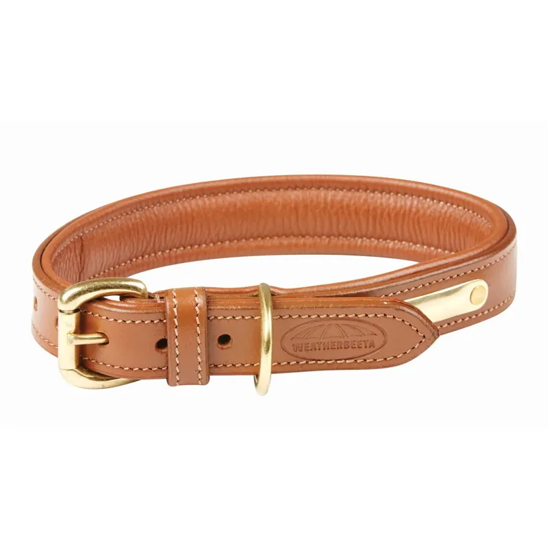 WeatherBeeta Padded Leather Dog Collar - Tan-1