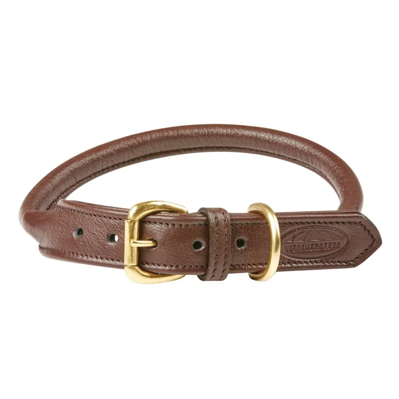 WeatherBeeta Rolled Leather Dog Collar - Brown-1