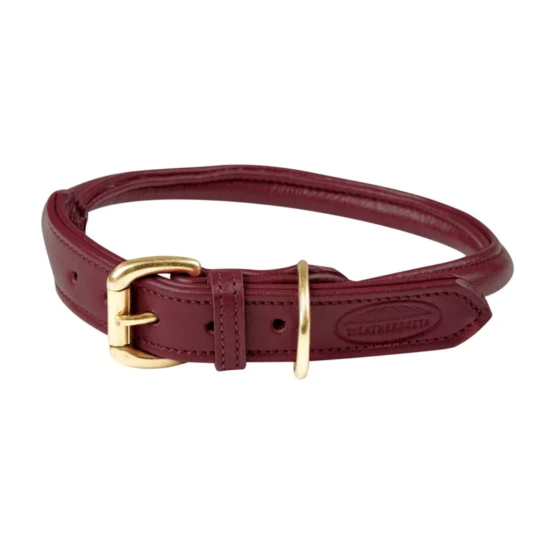 WeatherBeeta Rolled Leather Dog Collar - Maroon-1