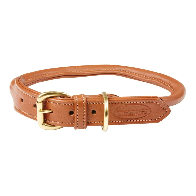 WeatherBeeta Rolled Leather Dog Collar - Tan-1