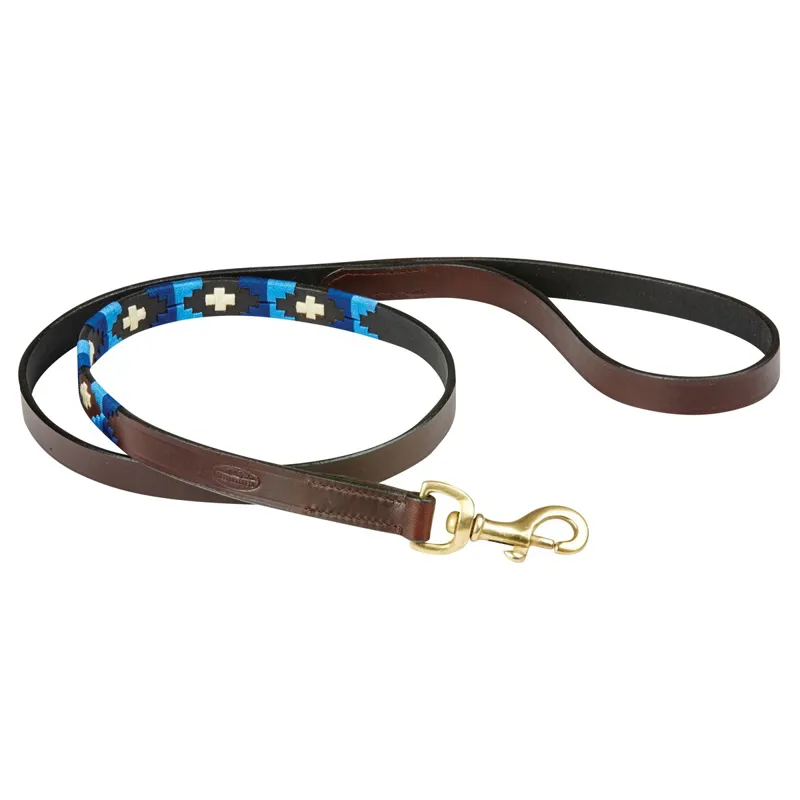 WeatherBeeta Polo Dog Leash - Cowdray Brown/Blue/Blue-1