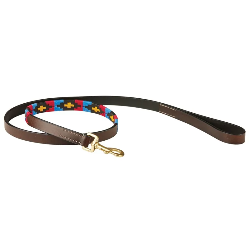 WeatherBeeta Polo Dog Leash - Cowdray Brown/Pink/Blue/Yellow