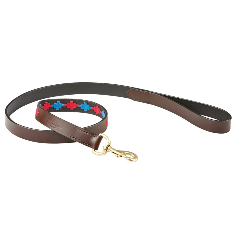 WeatherBeeta Polo Dog Leash - Beaufort Brown/Pink/Blue-1