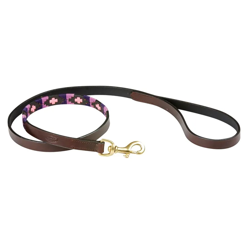 WeatherBeeta Polo Dog Leash - Cowdray Brown/Purple/Purple