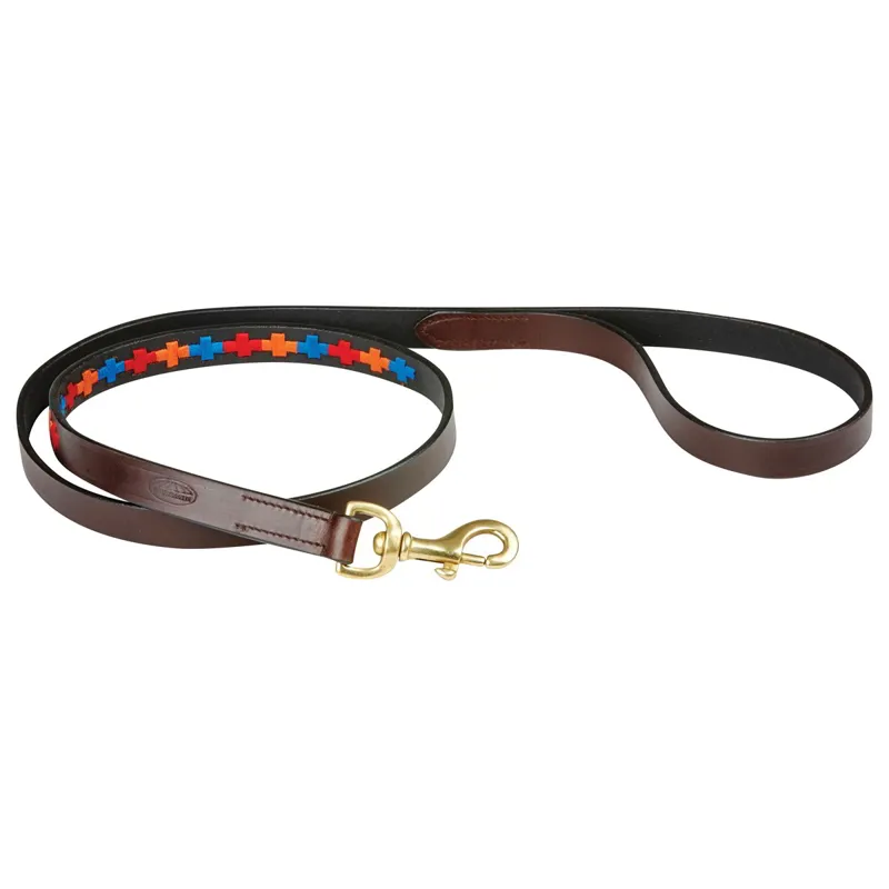 WeatherBeeta Polo Dog Leash - Beaufort Brown/Red/Orange/Blue-1