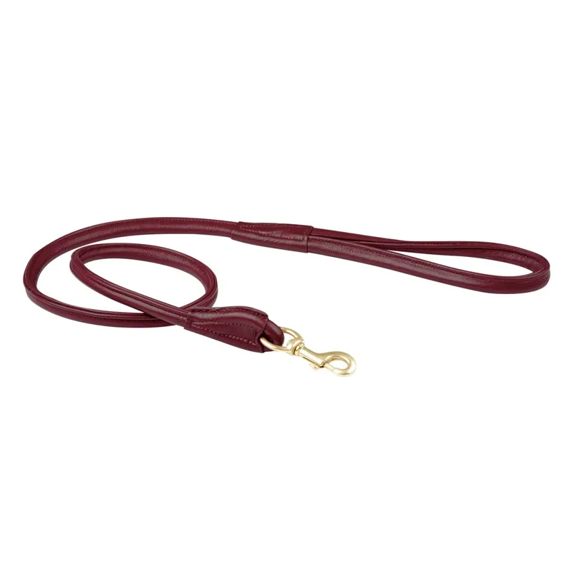 WeatherBeeta Rolled Leather Dog Leash - Maroon-1