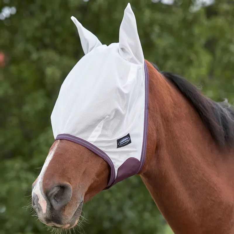 WeatherBeeta ComFiTec Essential Mesh Fly Mask - White/Maroon/Grey