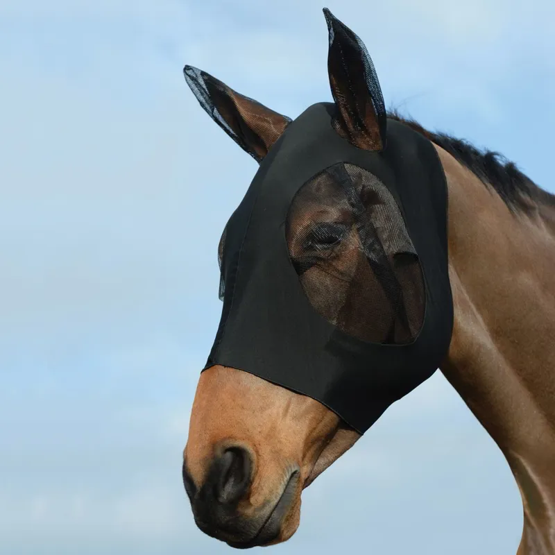 WeatherBeeta Stretch Bug Eye Saver with Ears Fly Mask - Black/Black-1